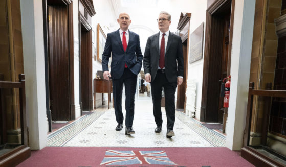 Labour Party leader Keir Starmer and shadow Defence Secretary John Healey visit the Fusilier Museum in Bury, England, during a campaign stop on Monday.