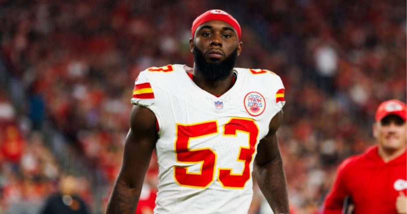 BJ Thompson #53 of the Kansas City Chiefs walks off the field during a game against the Arizona Cardinals at State Farm Stadium on Aug. 19 in Glendale, Arizona.