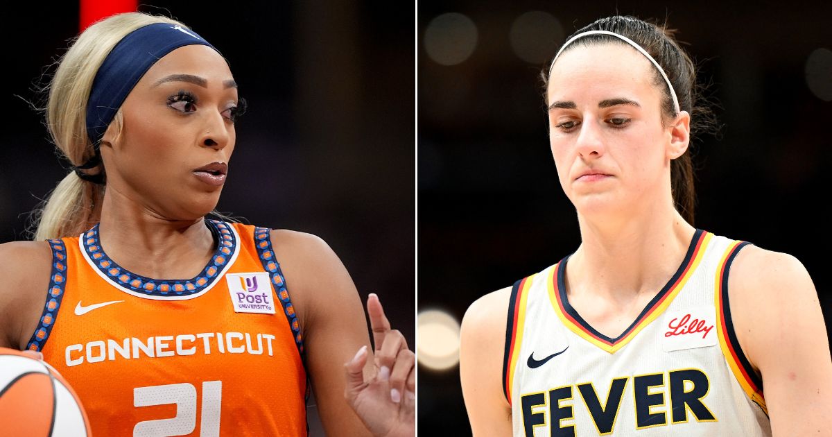 At left, DiJonai Carrington of the Connecticut Sun drives the ball during a game against the Indiana Fever at Gainbridge Fieldhouse in Indianapolis on May 20. At right, Caitlin Clark of the Fever walks down the court during ta game against the Washington Mystics at Capital One Arena on June 7.