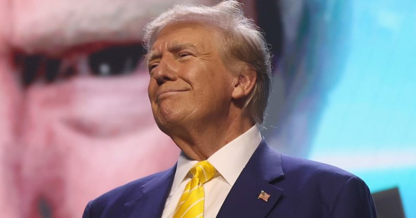 Former President Donald Trump speaks during a Turning Point PAC town hall in Phoenix, Arizona, on Thursday.