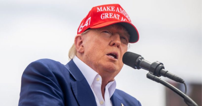 Former President Donald Trump speaks during his campaign rally in Las Vegas, Nevada, on Sunday.