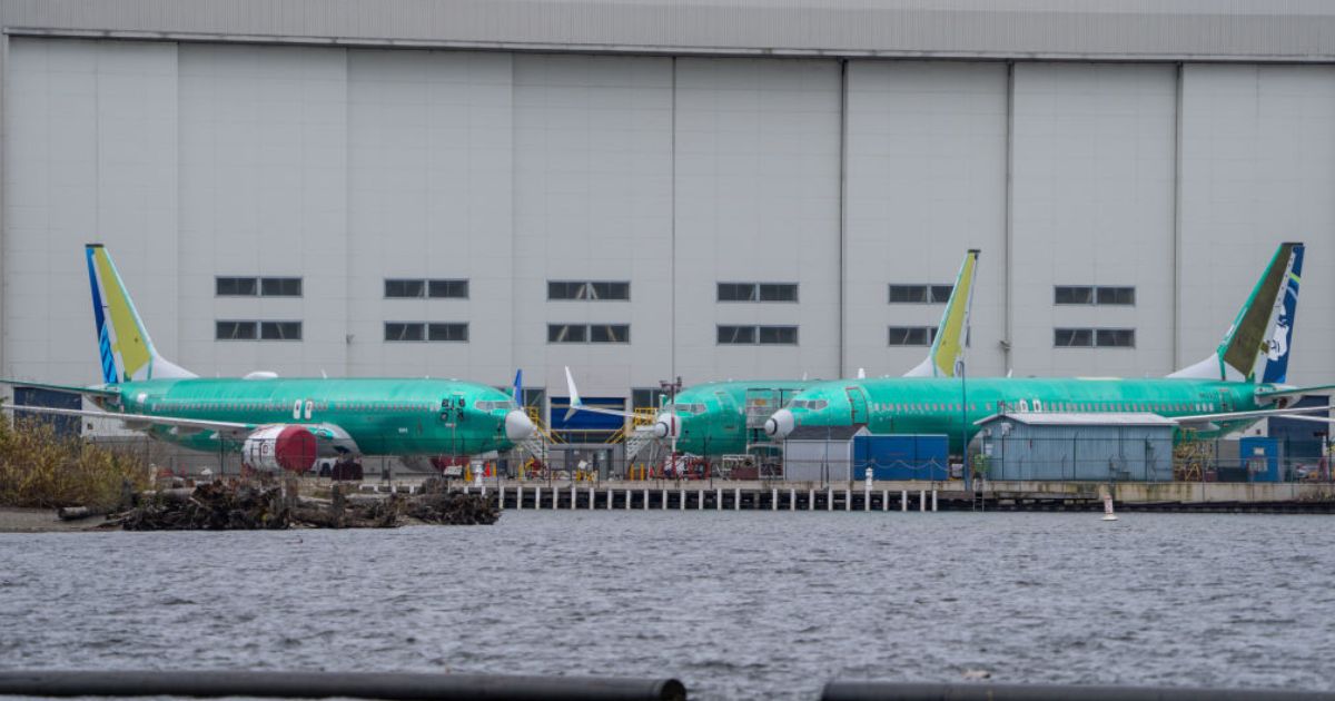 Boeing 737 MAX airplanes are pictured outside a Boeing factory on March 25, 2024 in Renton, Washington.