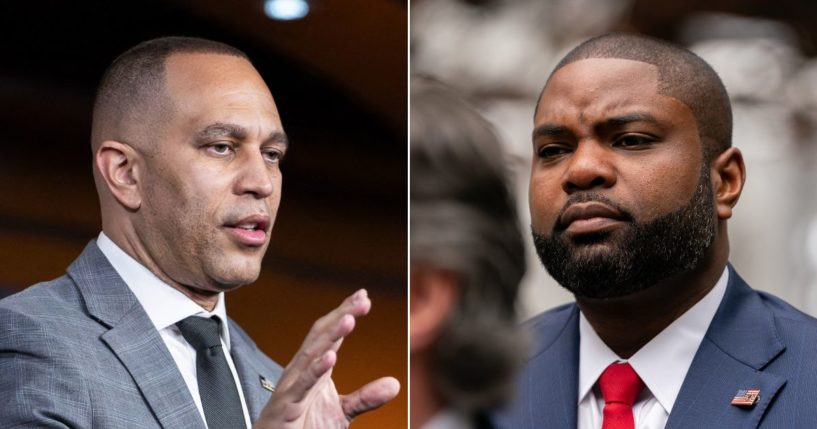 GOP Rep Byron Donalds of Florida, right, took to social media to set the record straight after House Minority Leader Hakeem Jeffries of New York, right, accused him of saying life was better for black people under Jim Crow laws.