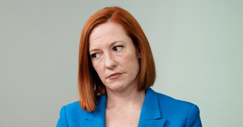 Jen Psaki listening during a White House briefing when she was press secretary