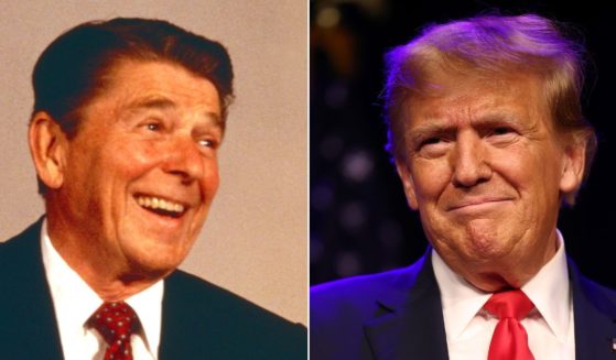 Is former President Donald Trump, right, taking a page from the electoral playbook of Ronald Reagan, left?