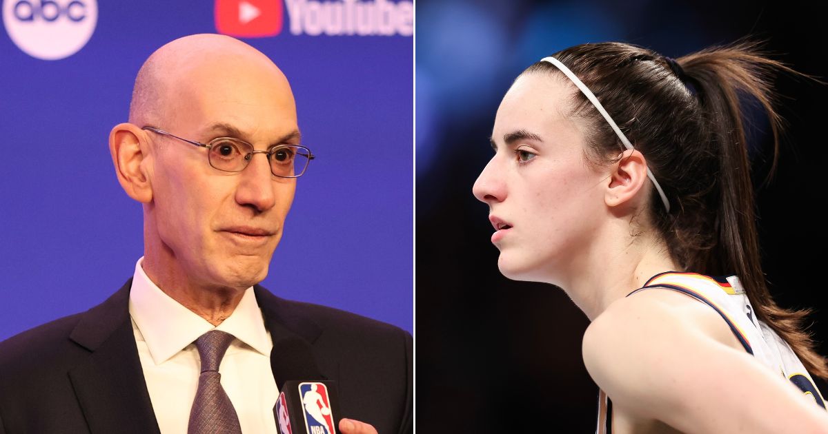 At left, NBA Commissioner Adam Silver speaks at a news conference at TD Garden in Boston on Thursday. At right, Caitlin Clark of the Indiana Fever looks on during a game against the New York Liberty at Barclays Center on Sunday.