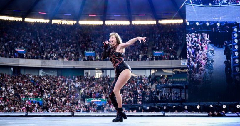 Taylor Swift performs at Scottish Gas Murrayfield Stadium in Edinburgh, Scotland, on Friday.