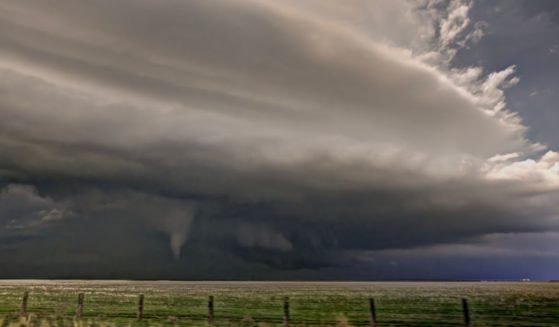 A thunderstorm is seen in a file photo, tearing through rural Texas.