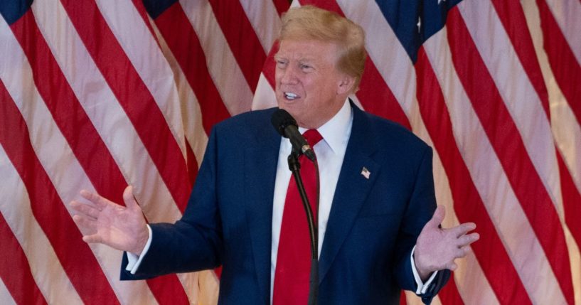 Former President Donald Trump speaks Friday during a news conference at Trump Tower in New York City.