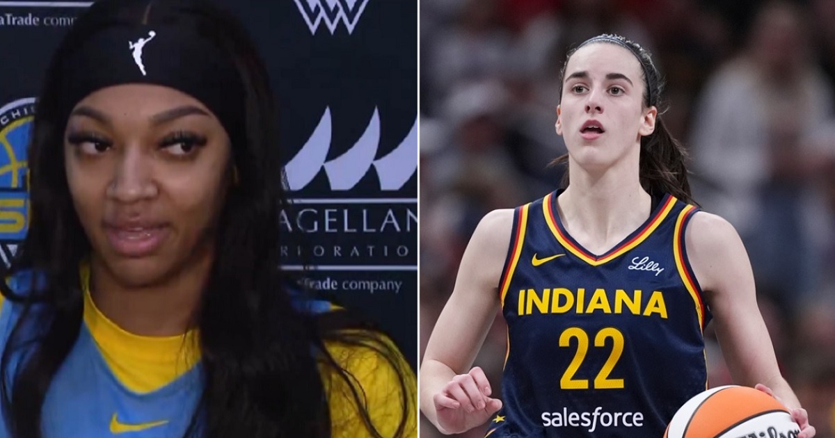 Chicago Sky power forward Angel Reese, left; Indiana Fever guard Caitlin Clark, right.