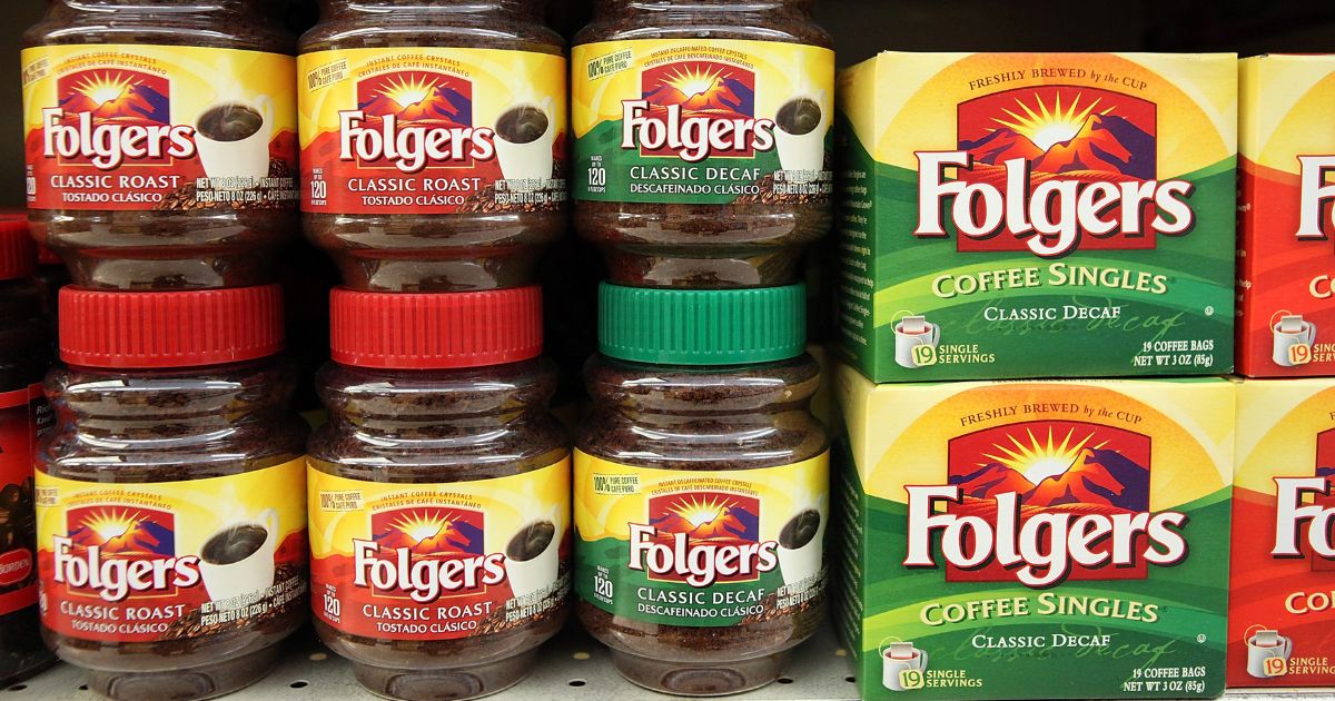 Packages of Folgers coffee are displayed on a shelf at Cal-Mart Market on May 24, 2011 in San Francisco, California.