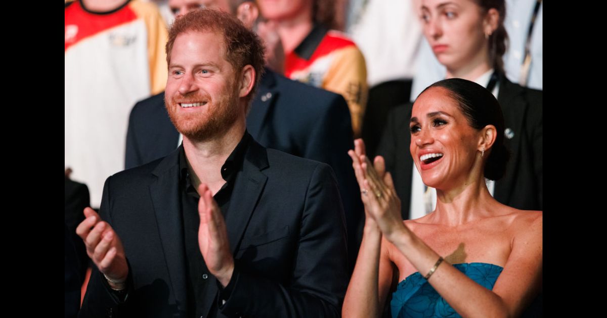 Prince Harry, Duke of Sussex and Meghan, Duchess of Sussex are seen during the closing ceremony of the Invictus Games Düsseldorf 2023 at Merkur Spiel-Arena on September 16, 2023 in Duesseldorf, Germany.