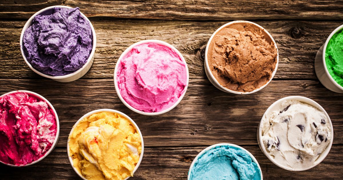 ice cream in different flavors
