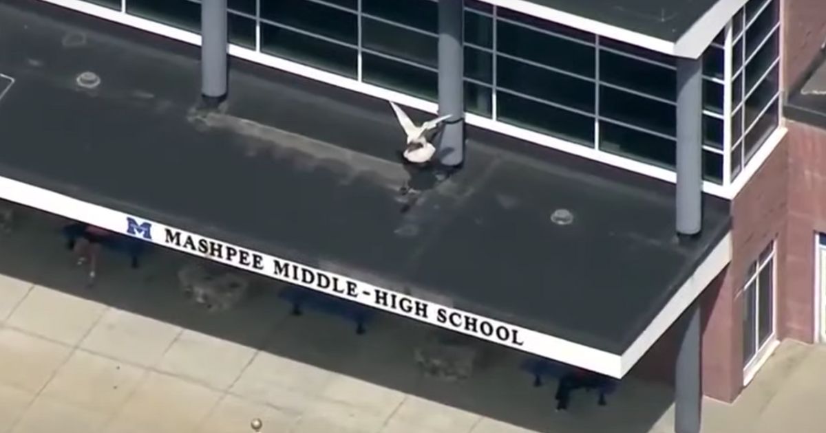 This YouTube screen shot shows Mashpee Middle-High School, where a disturbing video captured in a school bathroom has gone viral.