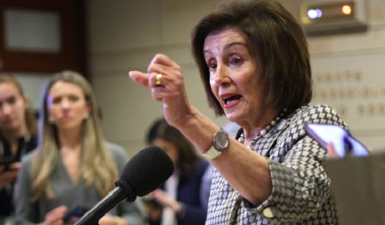 Former U.S. Speaker of the House Rep. Nancy Pelosi, talks to reporters in a March file photo at the Capitol Visitor Center.